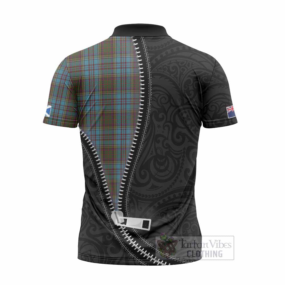 Anderson Tartan Zipper Polo Shirt New Zealand Pattern Unique Zipper Stylized