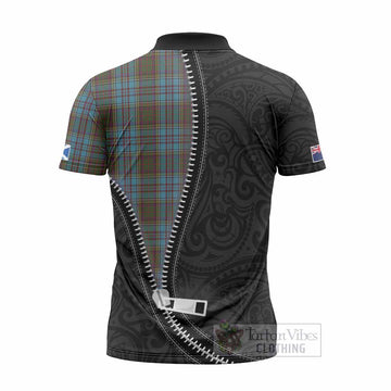 Anderson Tartan Zipper Polo Shirt New Zealand Pattern Unique Zipper Stylized