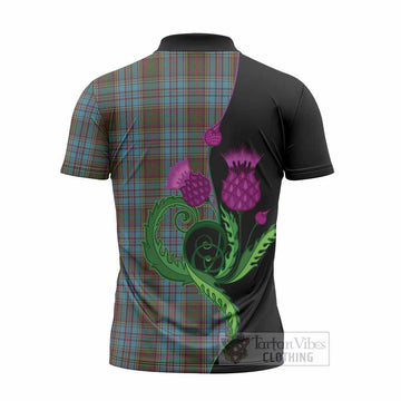 Anderson Tartan Zipper Polo Shirt Traditional Scottish Thistle