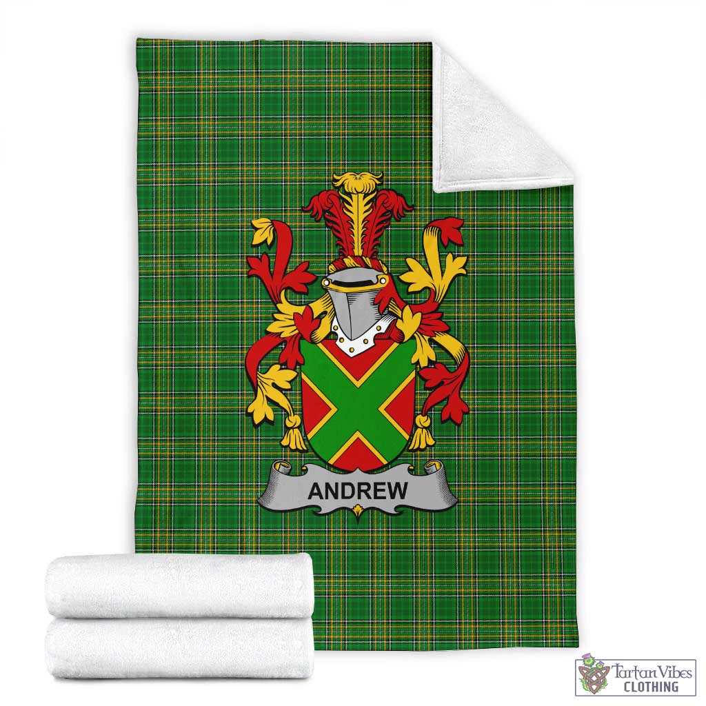 Andrew Irish Clan Tartan Blanket with Coat of Arms X-Large 59 x 79 inches 150 x 200 cm - Tartan Vibes Clothing