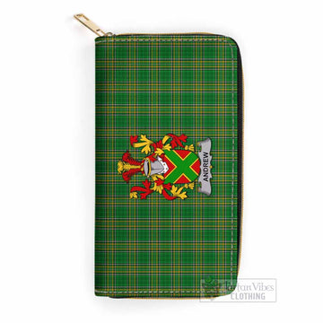 Andrew Irish Clan Tartan Women's Leather Wallet with Coat of Arms