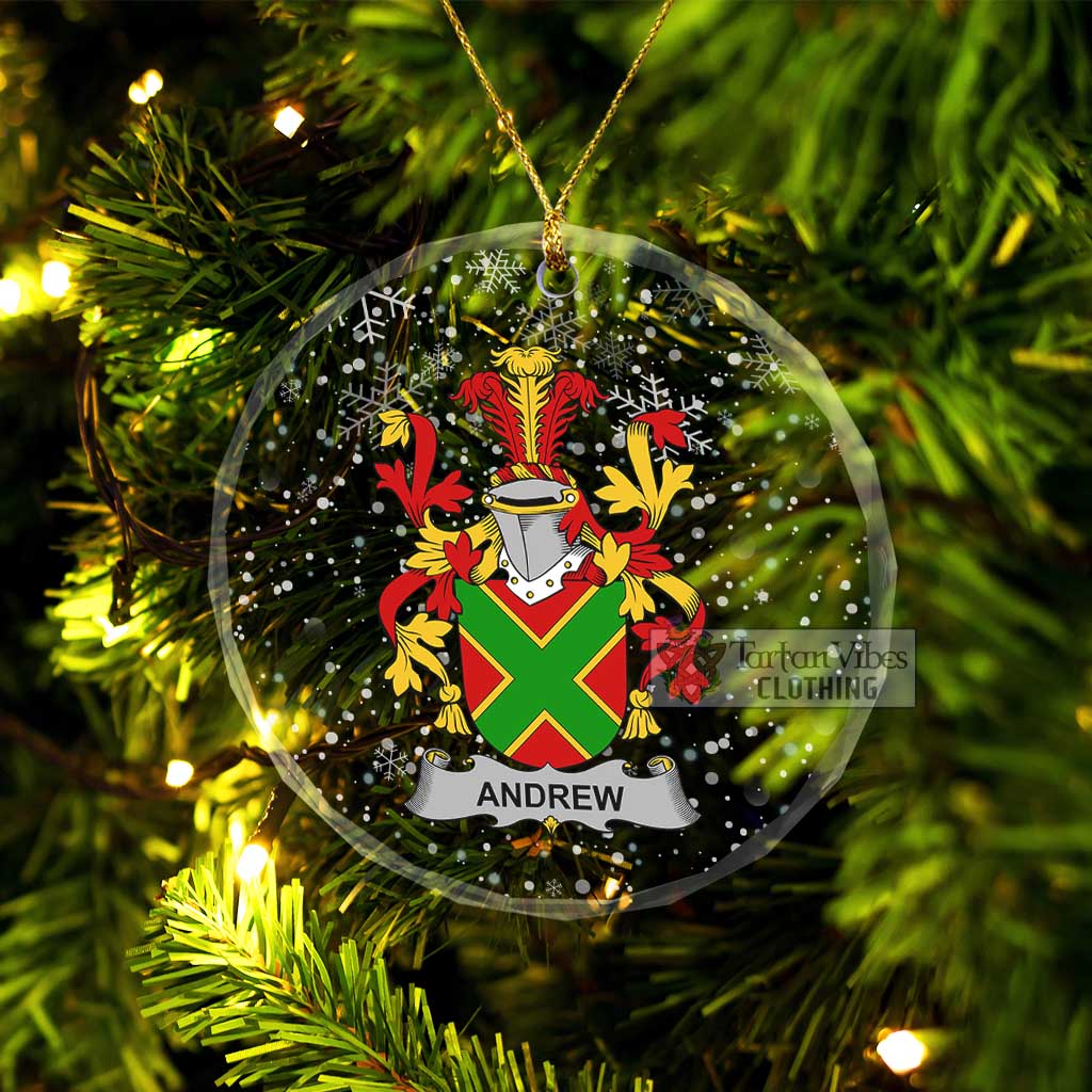 Tartan Vibes Clothing Andrew Irish Clan Christmas Glass Ornament with Coat of Arms