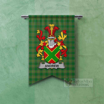 Tartan Vibes Clothing Andrew Irish Clan Tartan Gonfalon, Tartan Banner with Coat of Arms