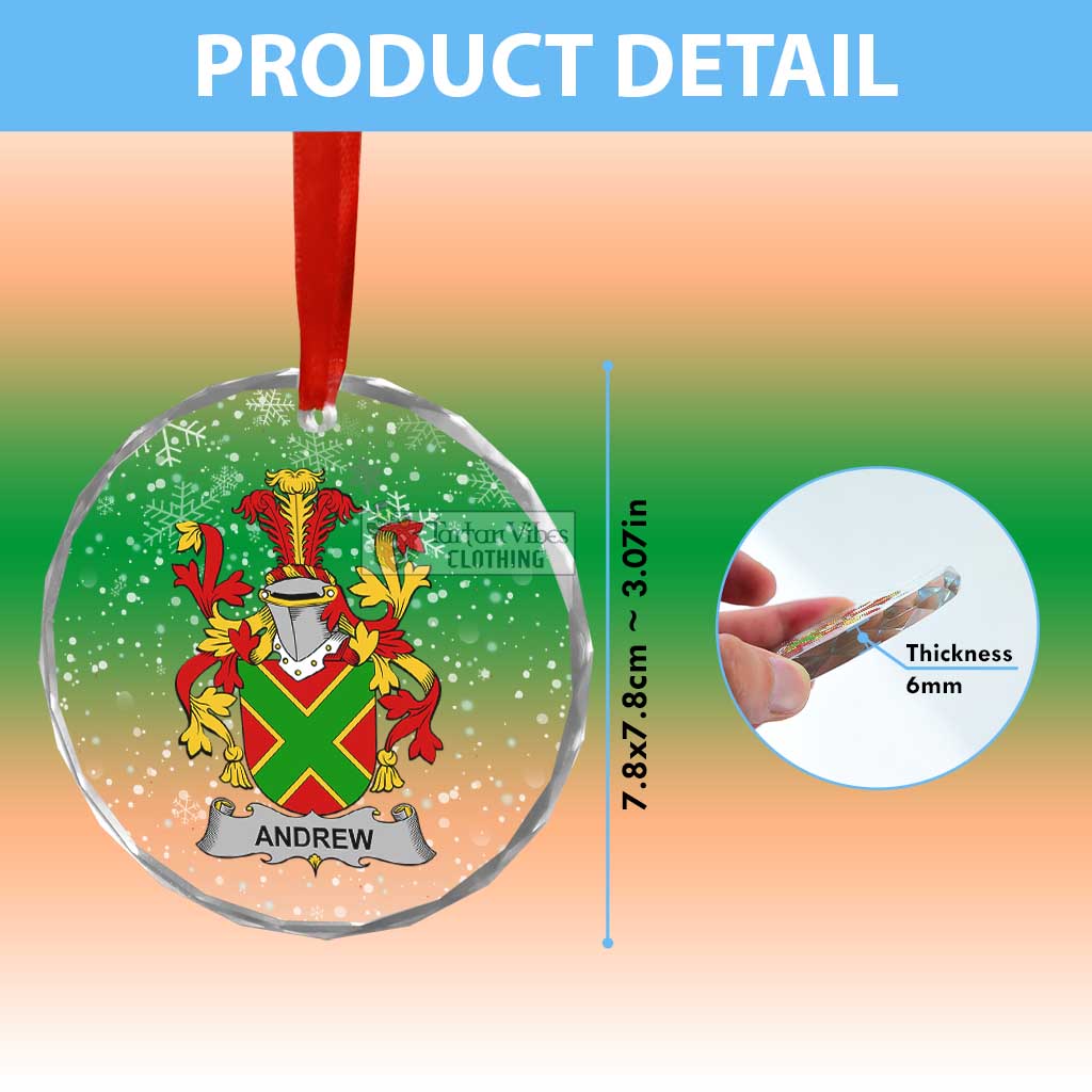 Tartan Vibes Clothing Andrew Irish Clan Christmas Glass Ornament with Coat of Arms