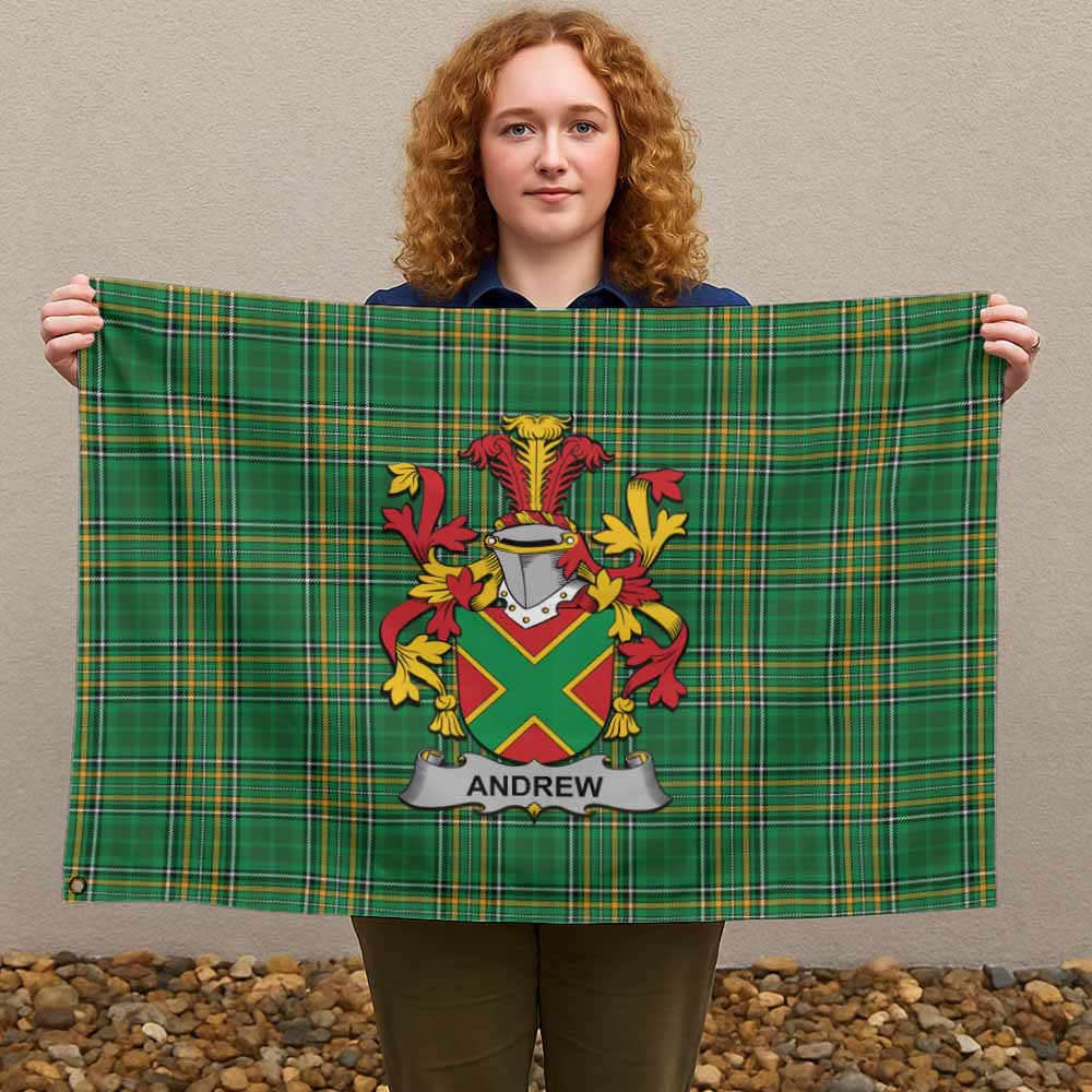 Tartan Vibes Clothing Andrew Irish Clan Tartan House Flag with Coat of Arms