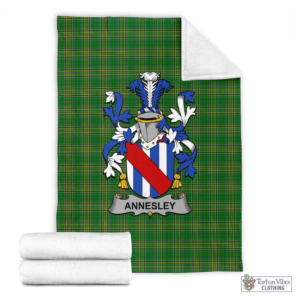 Annesley Irish Clan Tartan Blanket with Coat of Arms X-Large 59 x 79 inches 150 x 200 cm - Tartan Vibes Clothing