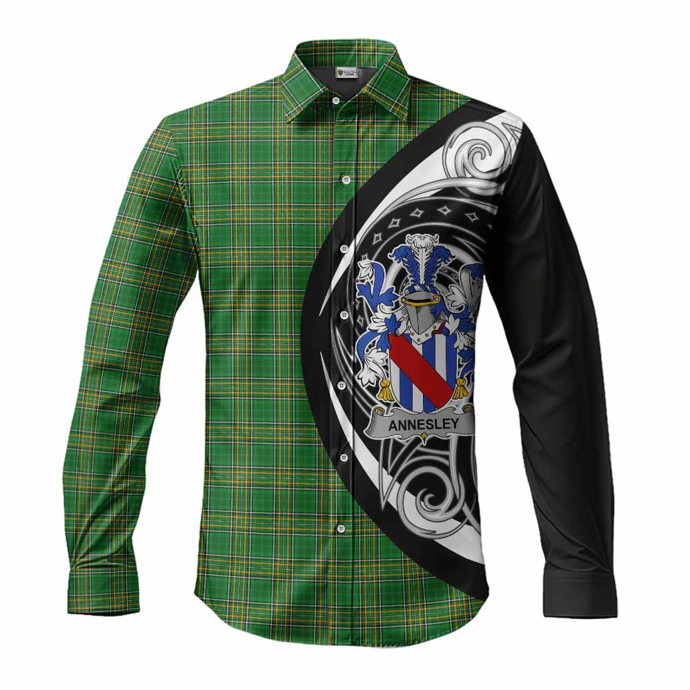 Annesley Irish Clan Long Sleeve Button Shirt Celtic Circle Style Men's Shirt S - Tartan Vibes Clothing