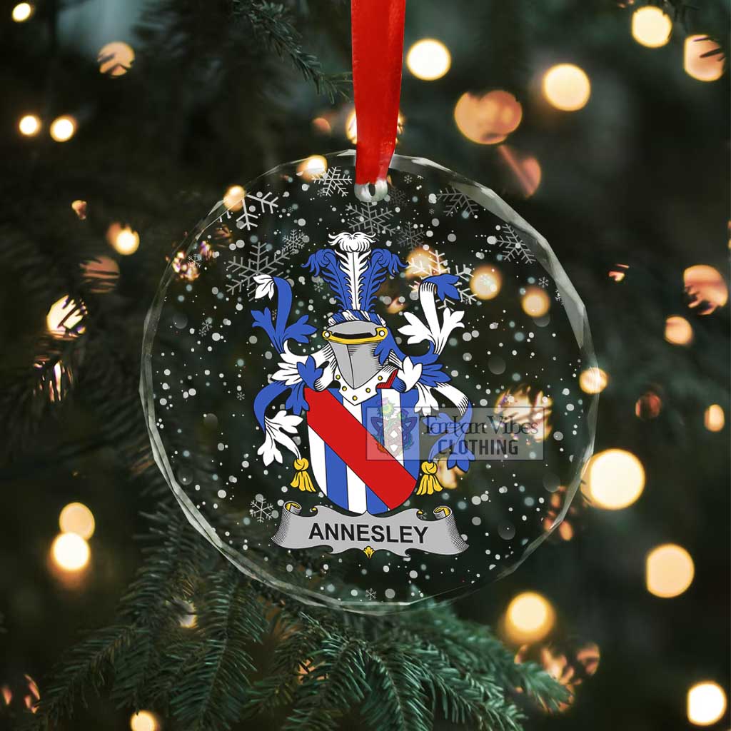 Tartan Vibes Clothing Annesley Irish Clan Christmas Glass Ornament with Coat of Arms