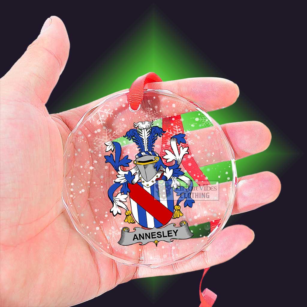 Tartan Vibes Clothing Annesley Irish Clan Christmas Glass Ornament with Coat of Arms