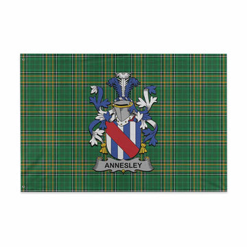 Tartan Vibes Clothing Annesley Irish Clan Tartan House Flag with Coat of Arms