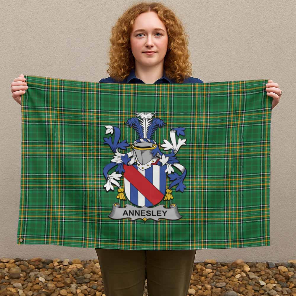 Tartan Vibes Clothing Annesley Irish Clan Tartan House Flag with Coat of Arms