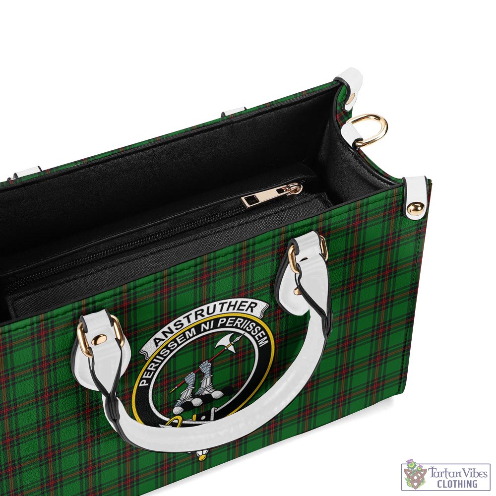 Tartan Vibes Clothing Anstruther Tartan Luxury Leather Handbags with Family Crest