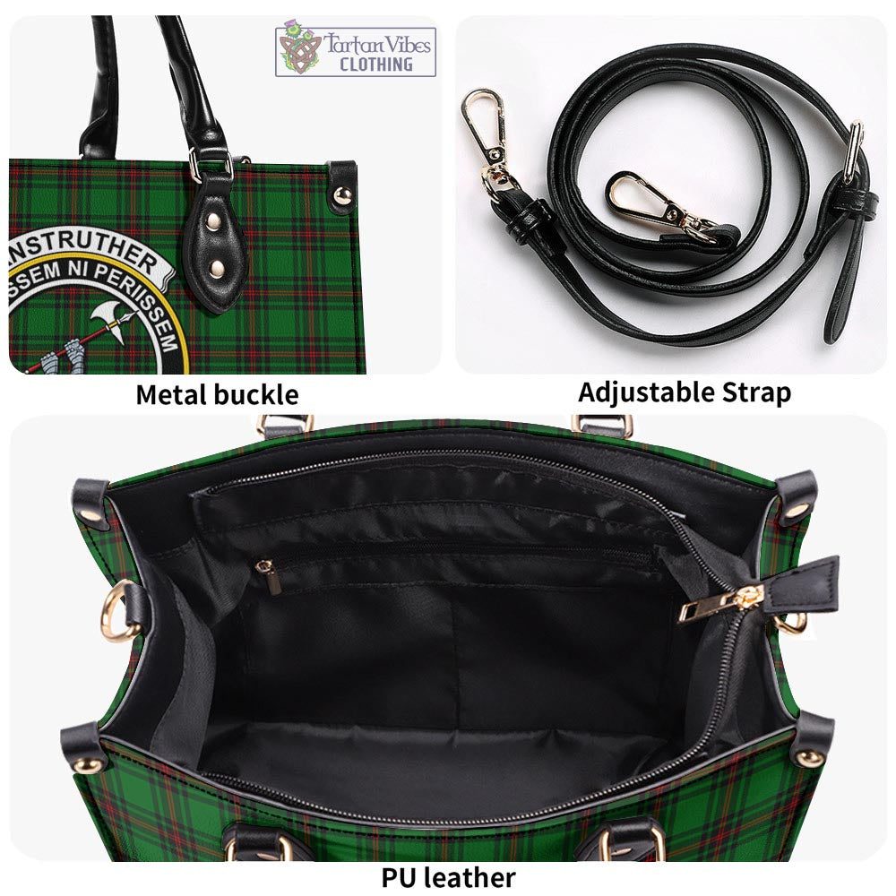 Tartan Vibes Clothing Anstruther Tartan Luxury Leather Handbags with Family Crest