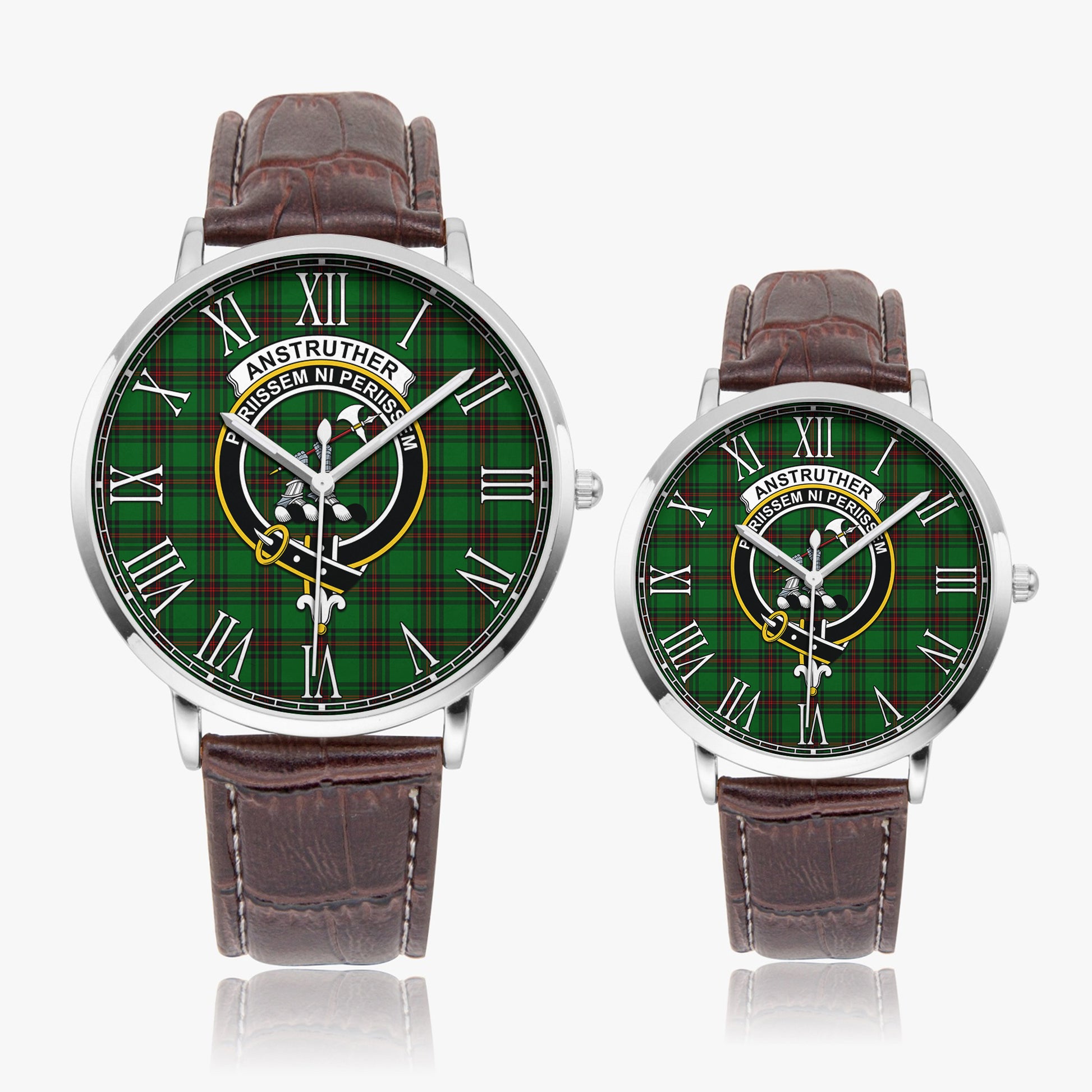 Anstruther Tartan Family Crest Leather Strap Quartz Watch - Tartan Vibes Clothing