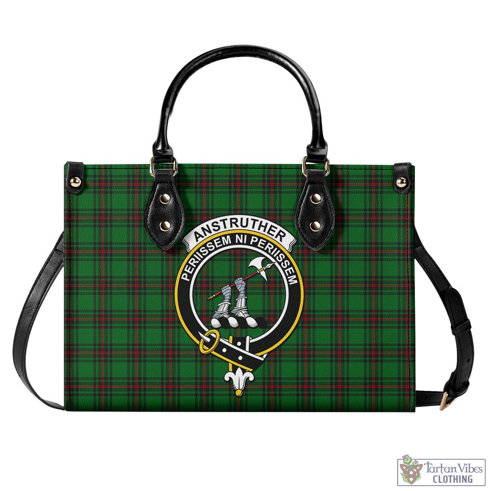 Tartan Vibes Clothing Anstruther Tartan Luxury Leather Handbags with Family Crest