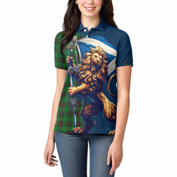 Anstruther Tartan Family Crest Women's Polo Shirt with Scottish Majestic Lion Women - Tartan Vibes Clothing