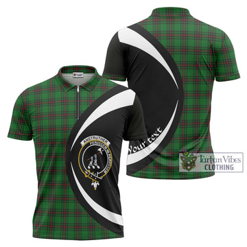 Anstruther Tartan Zipper Polo Shirt with Family Crest Circle Style Unisex - Tartan Vibes Clothing
