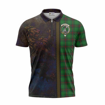 Anstruther Tartan Family Crest Zipper Polo Shirt Alba Gu Brath Be Brave Lion Ancient Style Unisex - Tartan Vibes Clothing