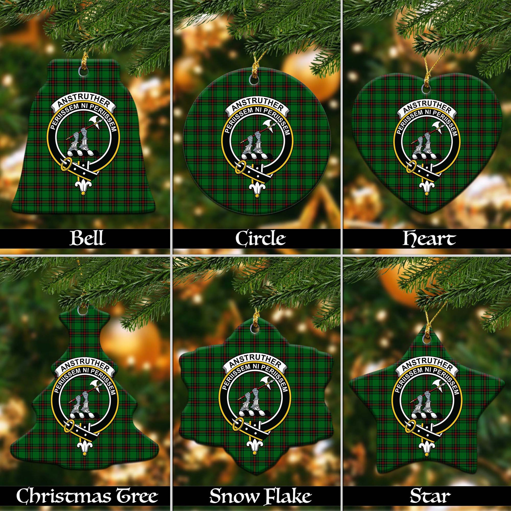 Anstruther Tartan Christmas Ceramic Ornaments with Family Crest Ceramic - Tartan Vibes Clothing