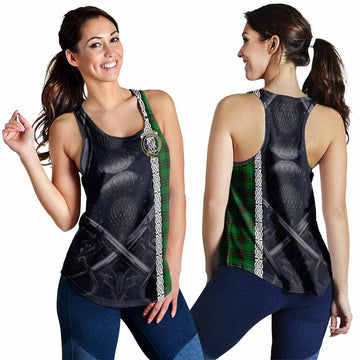Anstruther Tartan Women's Racerback Tanks with Family Crest Cross Sword Thistle Celtic Vibes 4XL - Tartan Vibes Clothing