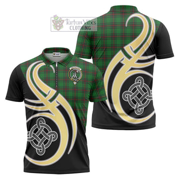 Anstruther Tartan Zipper Polo Shirt with Family Crest and Celtic Symbol Style Unisex - Tartan Vibes Clothing