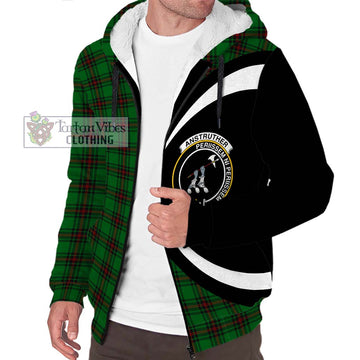 Anstruther Tartan Sherpa Hoodie with Family Crest Circle Style Unisex S - Tartan Vibes Clothing