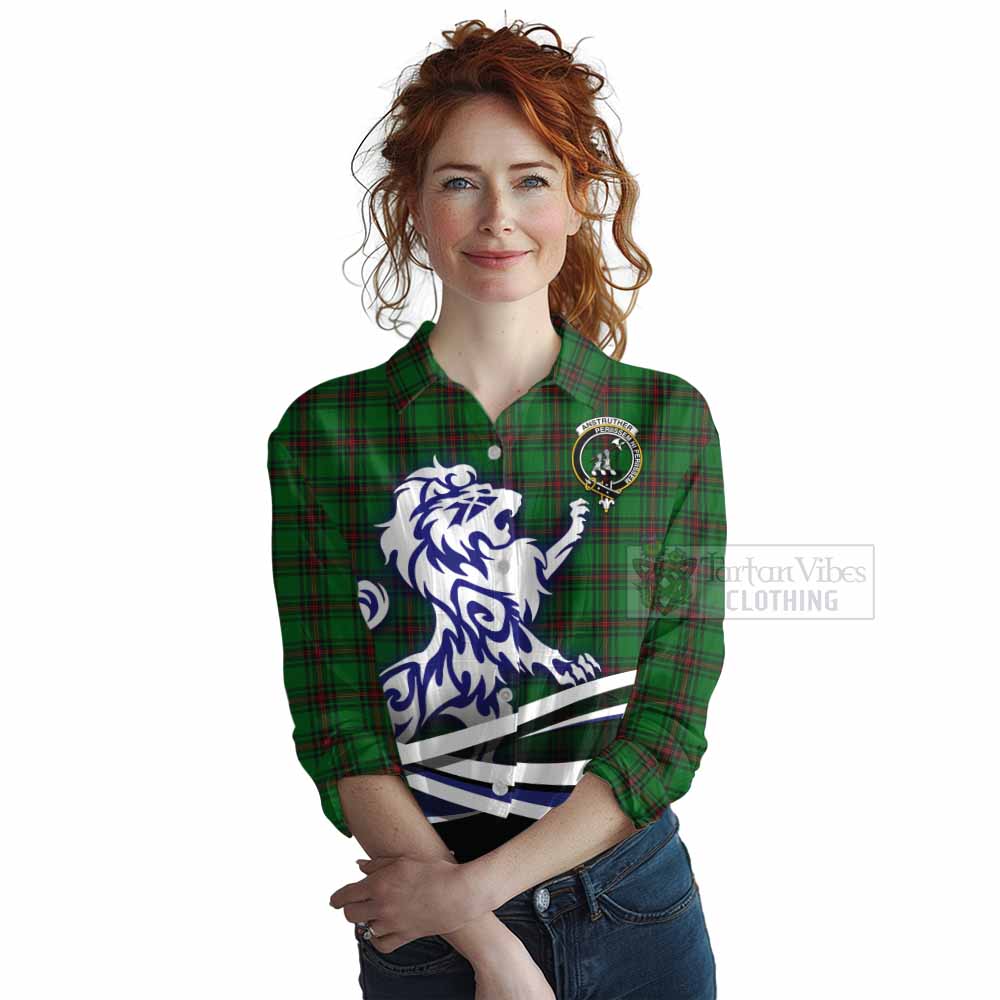 Anstruther Tartan Women's Casual Shirt with Alba Gu Brath Regal Lion Emblem Female - Tartan Vibes Clothing