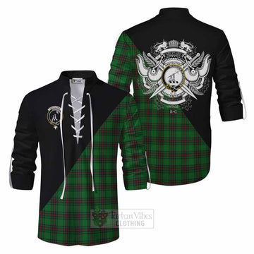 Anstruther Tartan Ghillie Kilt Shirt with Family Crest and Military Logo Style Men - Tartan Vibes Clothing