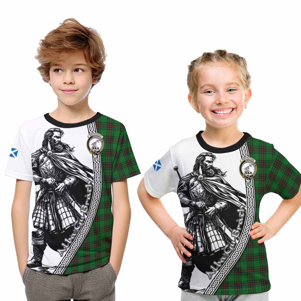 Anstruther Tartan Clan Crest Kid T-Shirt with Highlander Warrior Celtic Style Youth XL Size14 - Tartan Vibes Clothing