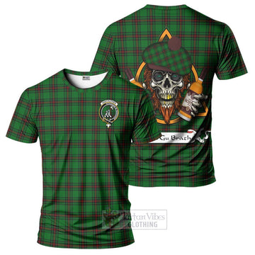 Anstruther Tartan T-Shirt with Family Crest and Bearded Skull Holding Bottles of Whiskey Kid's Shirt - Tartan Vibes Clothing