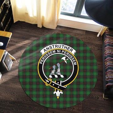 Anstruther Tartan Round Rug with Family Crest Premium Round Rug - Tartan Vibes Clothing