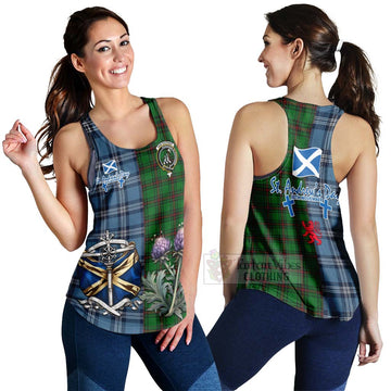 Anstruther Tartan Women's Racerback Tanks Happy St. Andrew's Day Half Tartan Style 4XL - Tartan Vibes Clothing