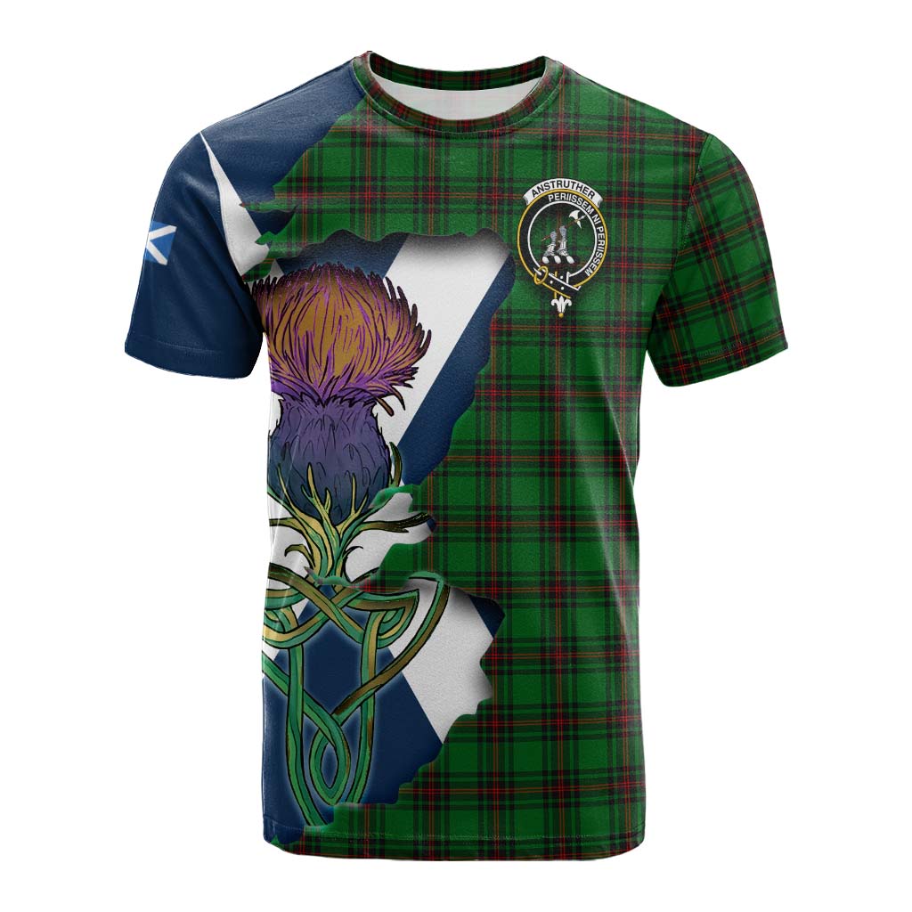 Tartan Vibes Clothing Anstruther Tartan Family Crest Cotton T-shirt Scottish Thistle Celtic Inspired
