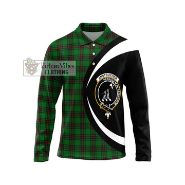 Anstruther Tartan Long Sleeve Polo Shirt with Family Crest Circle Style Unisex - Tartan Vibes Clothing