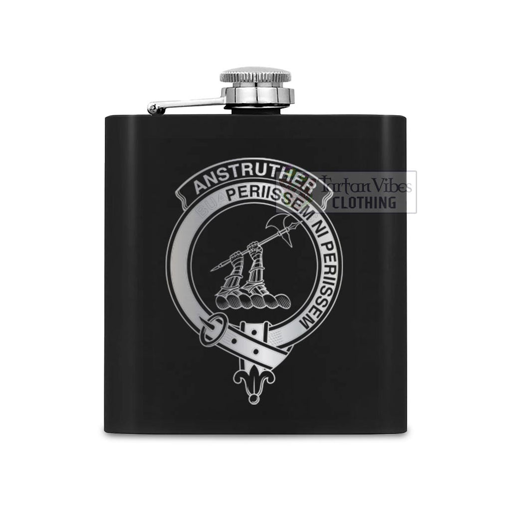 Anstruther Crest Hip Flask Set 7oz Black Stainless Steel with A Gift Box One Size 7oz - 2D-tartanvibesclothing