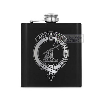 Anstruther Crest Hip Flask Set 7oz Black Stainless Steel with A Gift Box One Size 7oz - 2D-tartanvibesclothing