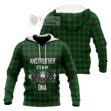 Anstruther Tartan Knitted Hoodie with Family Crest DNA In Me Style Unisex Knitted Pullover Hoodie - Tartan Vibes Clothing