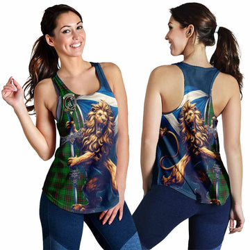 Anstruther Tartan Family Crest Women's Racerback Tanks with Scottish Majestic Lion 4XL - Tartan Vibes Clothing