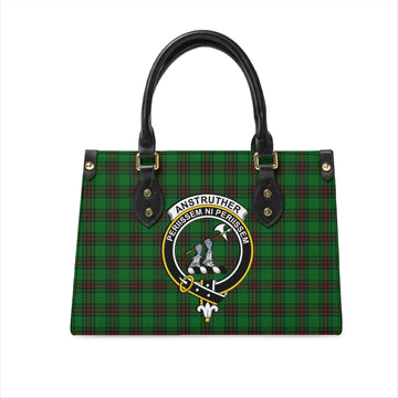 Anstruther Tartan Leather Bag with Family Crest