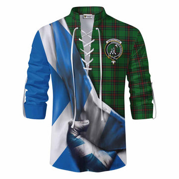 Anstruther Tartan Ghillie Kilt Shirt with Family Crest Scotland Patriotic Style Men - Tartan Vibes Clothing