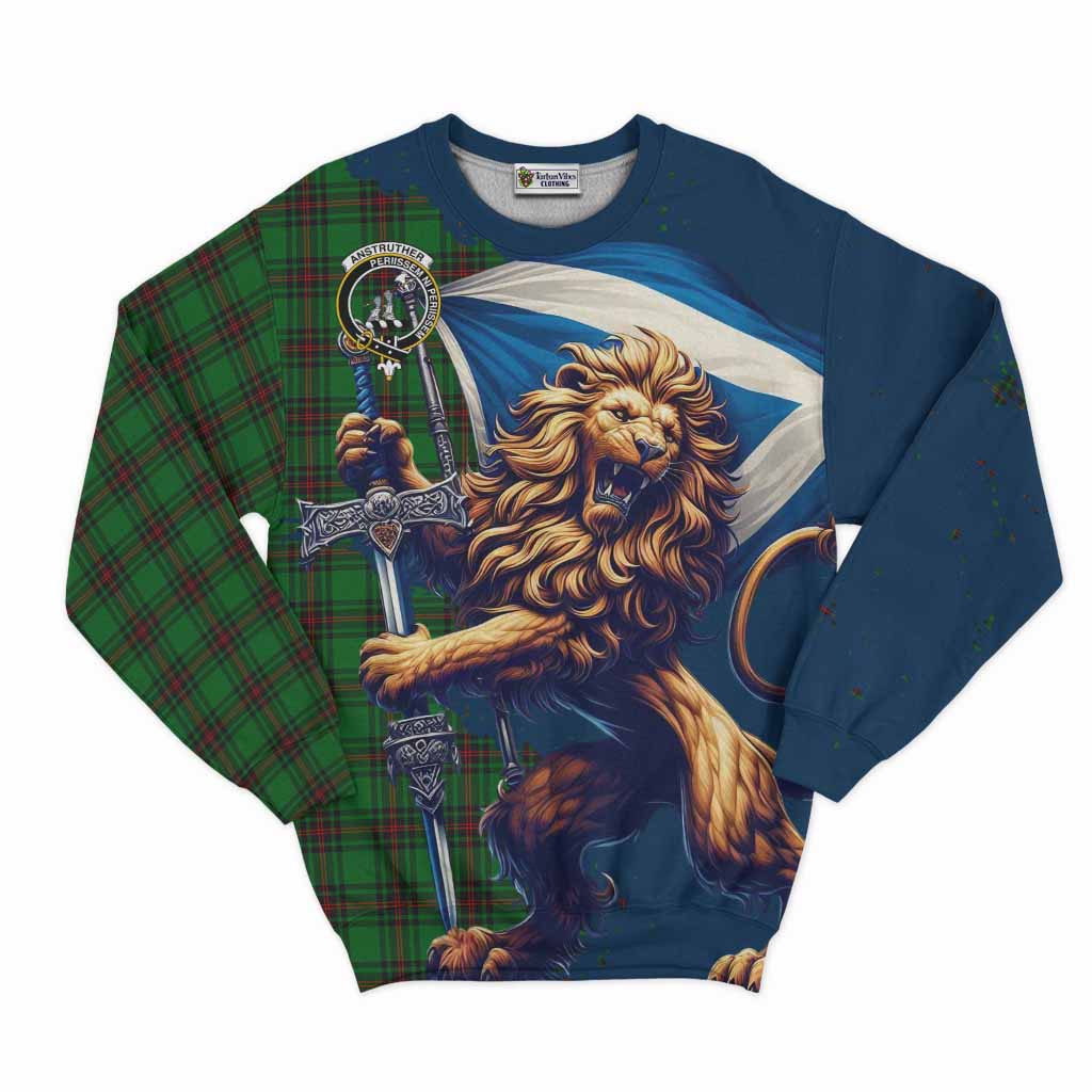 Anstruther Tartan Family Crest Sweatshirt with Scottish Majestic Lion Unisex - Tartan Vibes Clothing