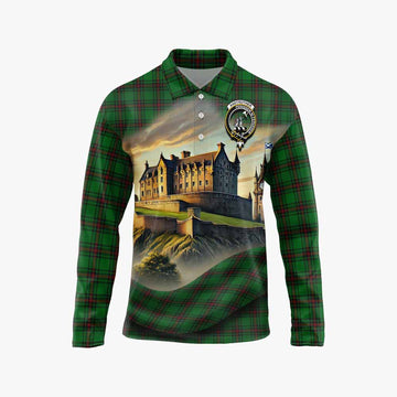 Anstruther Tartan Family Crest Long Sleeve Polo Shirt with Scottish Ancient Castle Style Unisex - Tartan Vibes Clothing