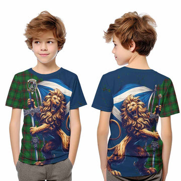 Anstruther Tartan Family Crest Kid T-Shirt with Scottish Majestic Lion Youth XL Size14 - Tartan Vibes Clothing