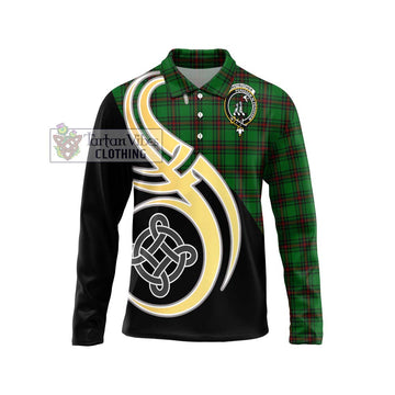 Anstruther Tartan Long Sleeve Polo Shirt with Family Crest and Celtic Symbol Style Unisex - Tartan Vibes Clothing