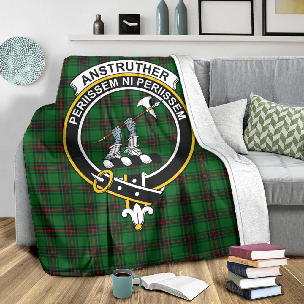 Anstruther Tartan Blanket with Family Crest X-Large 59 x 79 inches 150 x 200 cm - Tartan Vibes Clothing