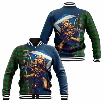 Anstruther Tartan Family Crest Baseball Jacket with Scottish Majestic Lion Unisex - Tartan Vibes Clothing