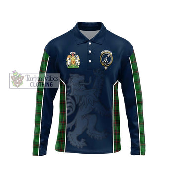 Anstruther Tartan Long Sleeve Polo Shirt with Family Crest and Lion Rampant Vibes Sport Style Unisex - Tartan Vibes Clothing