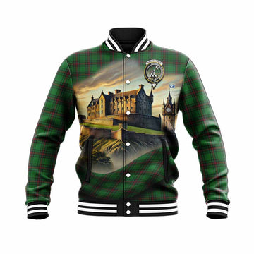 Anstruther Tartan Family Crest Baseball Jacket with Scottish Ancient Castle Style Unisex - Tartan Vibes Clothing