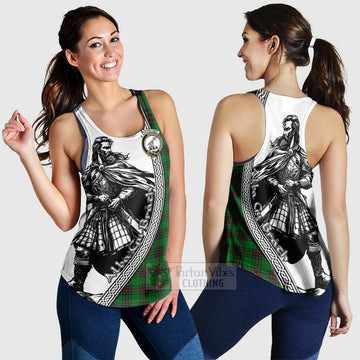 Anstruther Tartan Clan Crest Women's Racerback Tanks with Highlander Warrior Celtic Style 4XL - Tartan Vibes Clothing
