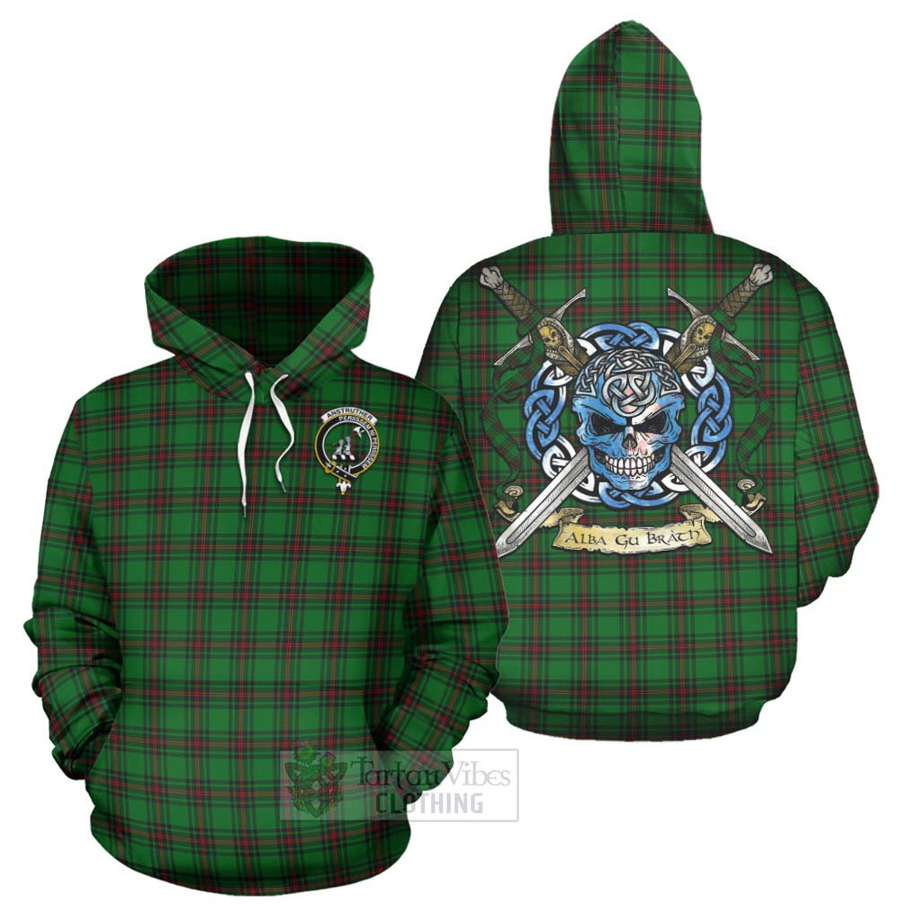 Anstruther Tartan Hoodie with Family Crest Celtic Skull Style Zip Hoodie - Tartan Vibes Clothing